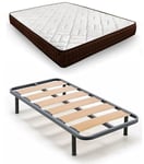 HOGAR24 ES Lit Complet | Sommier à Lattes Larges + Matelas Dream Flex 13 | Comprend Un Ensemble de Pieds filetés de 25 cm | Dimensions : 80 x 190 cm