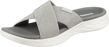 Skechers Women's On-the-go 600 - Glistening Slide Sandal,Silver Textile,4 UK