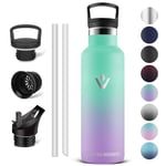 Vikaster Bouteille isotherme, 0,5 l, sans BPA, avec paille, pour l'école, le sport, le vélo, le camping, le fitness, l'extérieur