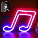 Neonlogotyp med musiknoter, LED-neonlogotyp väggdekor USB/batteri Neonskylt för barnrum bröllop bar festdekoration (rosa+blå)