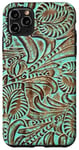 iPhone 11 Pro Max Turquoise and Chocolate Tooled Western Print Case