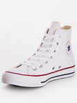 Converse Unisex Leather Hi Top Trainers - White, White, Size 3, Women
