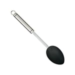 KitchenCraft KCPROPSNS Professional Cooking Spoon with Non Stick Safe Nylon Head, Stainless Steel, 34 cm, Silver/Black