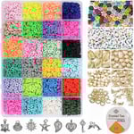 4000 bitar platta pärlor Kit, bokstavspärlor Handgjorda polymerlera platta pärlor, 24 färger med avstånd alfabetiska pärlor för gör-det-själv Halsband Armband Örhänge Lämplig