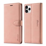 EYZUTAK Case for iPhone 11 6.1 inch, Vintage Wallet Folio Flip Cover Full Coverage Premium Leather Case with Magnetic Closure Kickstand Card Slots - Rose Gold