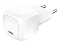 Belkin Boostcharge - Strömadapter - Kompakt - 20 Watt - Strömmatning 3.1, Fast Charge (24 Pin Usb-C) - Vit