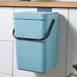 GONICVIN – Poubelle suspendue en plastique avec couvercle, poubelle pour placard de cuisine, sous l'évier de cuisine, poubelle murale pour cuisine, salle de bains, 12 L (bleu)