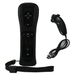 2 in 1 Manette Wiimote Controleur intégré Motion Plus + Nunchuk + Housse pour Nintendo Wii Noir