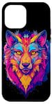 Coque pour iPhone 15 Pro Max Art du loup cosmique et galaxie vive
