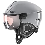 uvex Instinct Visor Pro V - Casque de Ski pour Hommes et Femmes - avec Visière - Réglage de la Taille Individuel - Rhino - 59-61 cm