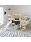 Very Home Pixie Mid Sleeper Bed with Slide and Chalkboard with Mattress Options (Buy and SAVE!) - Bed Frame With Premium Mattress, White