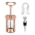 BNCHI Wing Corkscrew Red Wine and Beer Bottle Opener with Wine Foil Cutter and Wine Stopper-Gold