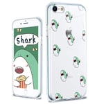 YCCY Clear Cute Cartoon Shark Case for iPhone 7 Personalised Flexible TPU Bumper Lovely Green Shark Phone Case for iPhone 7/8/SE 2020 with Design