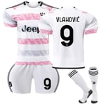 Juventus FC Borta Fotbollskläder för Barn 23-24 Nr.9 Vlahović 26