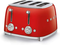 Smeg TSF03RDUK Retro Wide 4 Slice Toaster Stainless Steel in Red