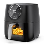 Air Fryer 5.7L, JOYAMI Air Fryer with Window, Online Recipes, 8 Cooking Functions for Air Fry, Bake, Roast, Broil & More, Nonstick Basket Dishwasher Safe, 1700W, Black