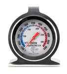 Chef Aid Stainless Steel Oven Thermometer for use with fan, gas, electric, pizza oven, air fryer, or range cooker - cooking/baking/grilling/BBQ, hang or stand inside oven, Easy to read display