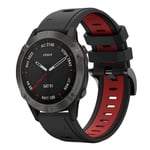 Garmin Fenix 6 Sapphire GPS Tvåfärgat Klockarmband i Silikon - Svart / Röd
