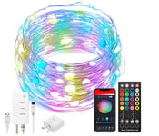 WiFi Smart Christmas Party LED Multi Colour String Lights, Music Sync Compatible with Google Assistant / Alexa USB Powered Bluetooth Phone App Remote Control [ 10m 100 LEDs] Includes UK Power Plug