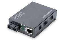 DIGITUS Professional Convertisseur de supports DN-82121-1, Mono-mode, Gigabit Ethernet, Prise SC, Longueur d'onde 1310 nm, Jusqu'à 10 km, Noir