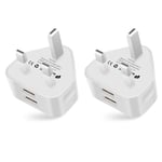 YooGoal® 2 Pack Universal 2-Port USB UK Mains Charger Plug Wall Adaptor for Compatible with iPhone 13 12 11 Pro Max X XS MAX 8 8Plus 7 7Plus 6 6s Plus Pad Pods Samsung Google and More (White)