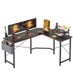 Cubiker Bureau d'angle de jeu 150 x 120 cm avec support d'écran et poche de rangement latérale - Bureau de jeu en forme de L - En fibre de carbone - Noir