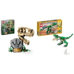 LEGO Jurassic World Dinosaur Fossils: T. rex Skull Toy for 9 Plus Year Old Boys, Girls & Kids & 31058 Creator Mighty Dinosaurs Toy, 3 in 1 Model, T. rex
