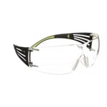 3M Skyddsglasögon SecureFit 400 med styrka +2,0, klar reptålig anti-fog lins, svart/grön båge, SF420AS/AF-EU