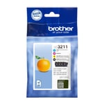 Brother LC-3211C/LC-3211M/LC-3211Y/LC-3211BK Inkjet Cartridges, Multi Pack, Stan