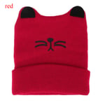 Baby Hats Cartoon Knitting Cap Cat Ear Beanie Red