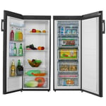 Cookology Tall Upright Fridge & Freezer Pack in Black, 55 x 142cm tall, Side-by-Side
