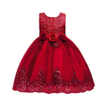 HINK Baby Dresses For Girl,Toddler Kids Baby Girls Floral Ball Gown Princess Dress Party Dress Clothes 4-5 Years Red Girls Dress & Skirt For Baby Valentine'S Day Easter Gift