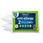 Silentnight Luxury Anti-Allergy Pillow Pack of Two – Anti Bacterial 2 Pack Pillow Pair with Luxurious Stitching and Soft Medium Support – Hypoallergenic and Machine Washable, White