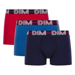 DIM Men's Strong Stretch Cotton x3 Boxer, Berry Red/Midnight Blue/Cobalt Blue, M