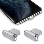 iMangoo Dust Plug Compatible with iPhone 11/11 Pro Max/SE/XR/X/8 Plus/8/7 Dust Plug Mobile Phone 2 Pack with Carry Case Silicone Clip Dust Plug Protection Charging Port for iPad Air Mini Pro (Silver)