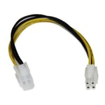 StarTech.com 20cm 4 Pin CPU Power Extension Cable - Black/Yellow