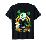 Shamrock Leprechaun Wine Glass St Patricks Day Women T-Shirt