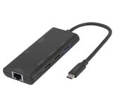 Deltaco USB-C hub med 1x USB-C, 1x HDMI, 3x USB-A, 1x RJ45 - Svart