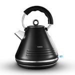 Tower T10074BLK Ash Rapid Boil Pyramid Kettle with Easy Open Lid, Removable Filter, 1.7L, 3KW, Black and Chrome