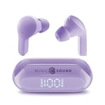 Music Sound - TWS Slide Casque Bluetooth - sans Fil - Conception Intra-auriculaire - Affichage LED - Durée de Lecture 26 Heures - Violet