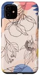 Coque pour iPhone 11 Minimalistic Beige Wildflower Abstract Line Art Boho Cherry