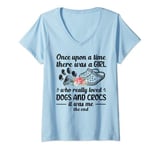 Womens Once Upon A Time There Was A Girl Really Loved Dog & Crocs V-Neck T-Shirt