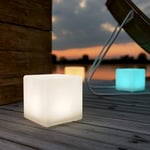 Shapelights® Indoor & Outdoor USB Chargeable Solar Powered Colour Changing Mood Light - Mini Cube 17.5cm