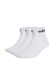 Adidas Unisex 3 Pack Cushioned Linear Ankle Socks - White