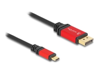 Delock - Adapterkabel - 24 pin USB-C (hane) till DisplayPort (hane) - DisplayPort 1.4 - 3 m - 8K30Hz stöd, HDR10 support - svart / röd