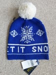 Genuine ! Small POLO RALPH LAUREN Royal Blue WOOL SKI BOBBLE HAT & PROOF !