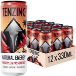 TENZING Natural Energy Drink, Plant Based, Vegan, & Gluten Free Drink, BCAA, Pineapple & Passionfruit, 330ml (Pack of 12) - Packaging may vary