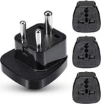4 Pieces UK to India Travel Adapter Black 3 Pin Prong Travel Plugs Adapter Type