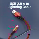 Vention Flätad Lightning MFi till USB 2.0 (C89) 2m Röd i aluminiumlegering Typ