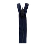 No.10 Plastic Zipper Open End Zip Heavy Duty from 24 to 220 inch, (Navy Blue (330) - Reversible Puller, 60 inch - 150 cm)
